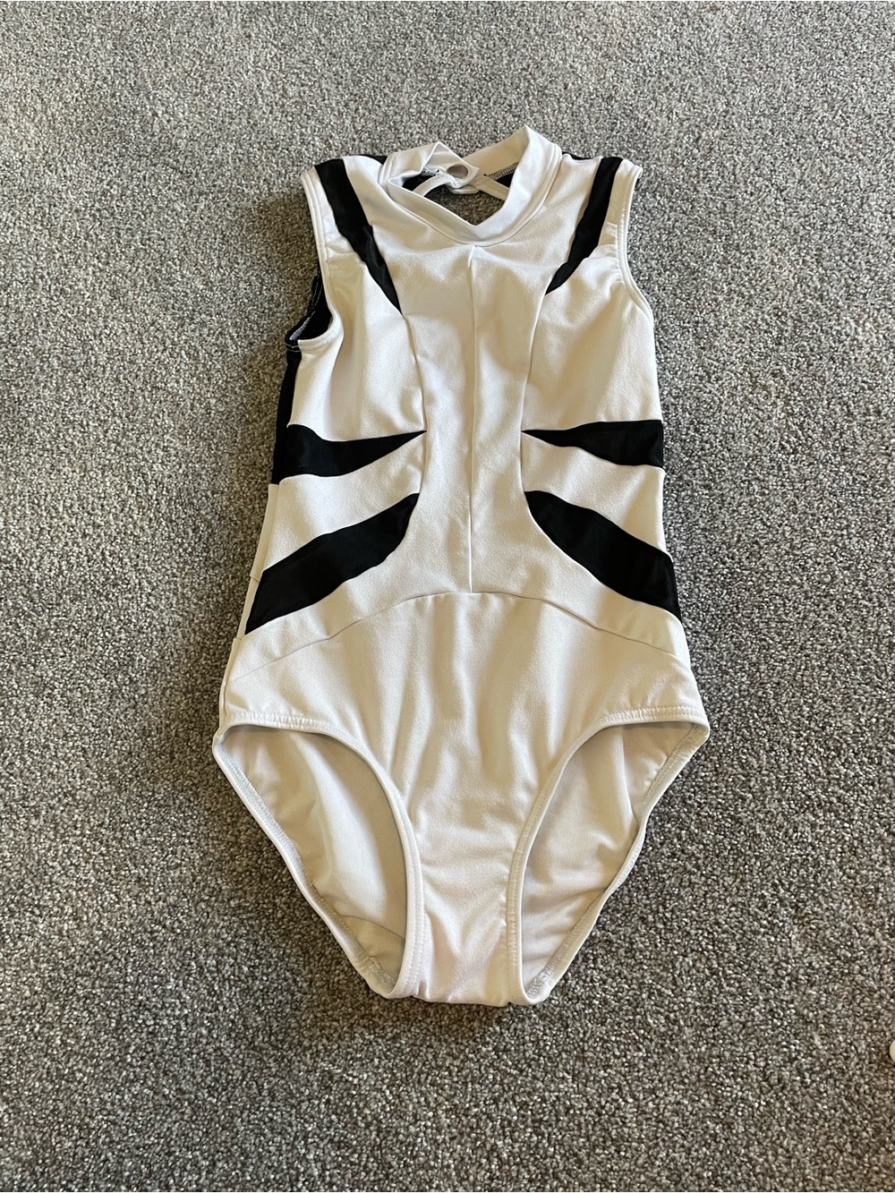 Women's White and Black Sleeveless Leotard